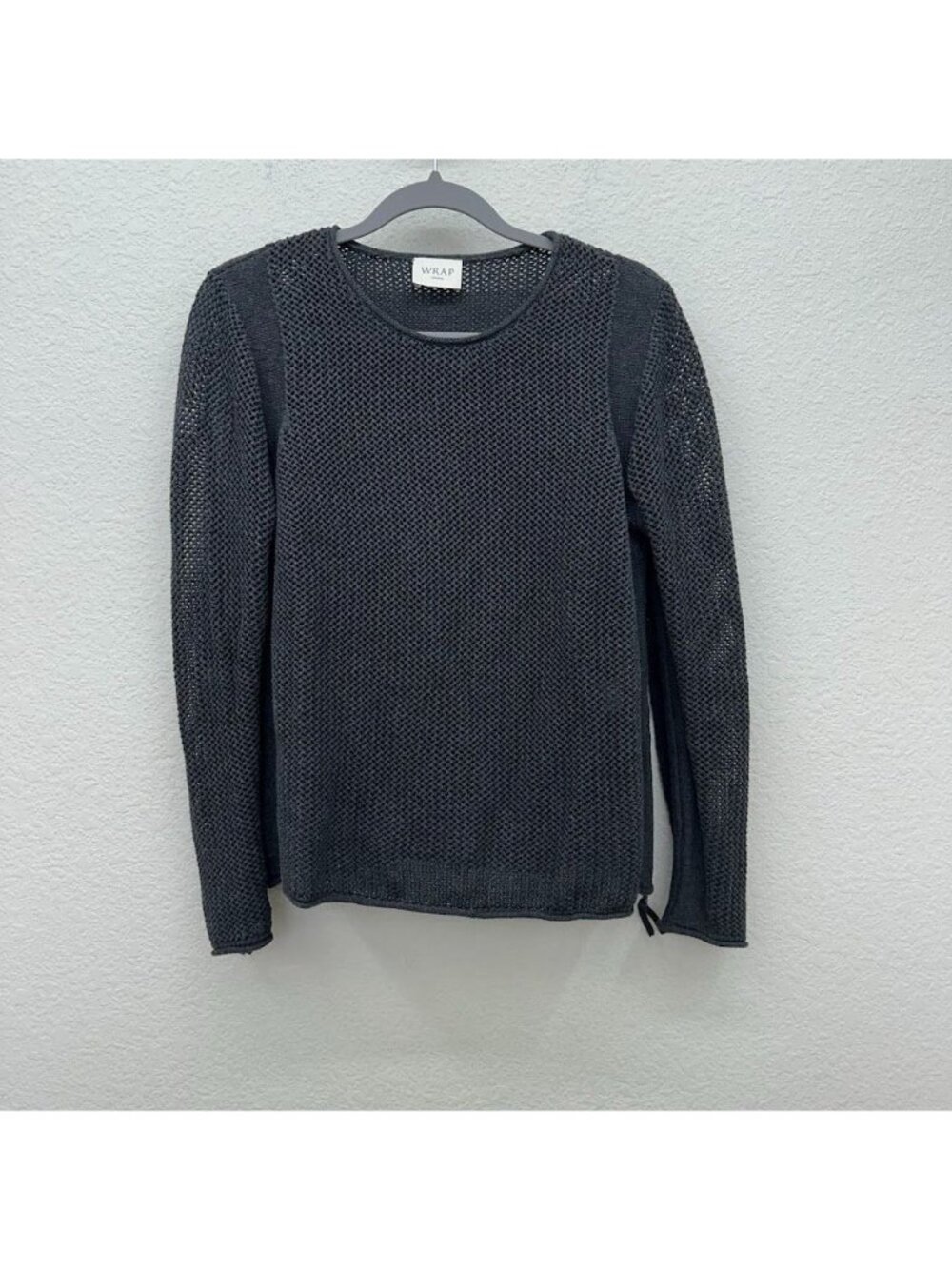 WRAP London Organic Cotton Knit Pullover Long Sleeve Side Zip Sweater Womens 8